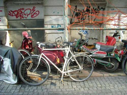 Bike Colorful Roller Old Lumber Scrap Big City