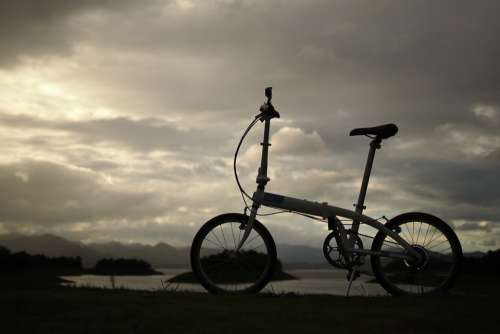 Bike Bicycle Trip Tern Lake Mountains Travel Sky