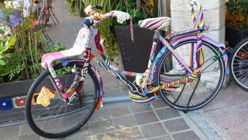 Bike Knitted Croche Colorful Wool