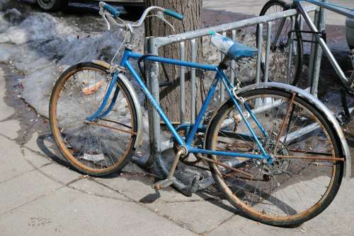 Bike Old Bicycle Locked Classic Nostalgic Vintage
