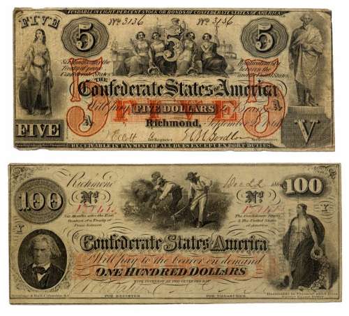 Bills Confederate States Of America Dollar Bank Note