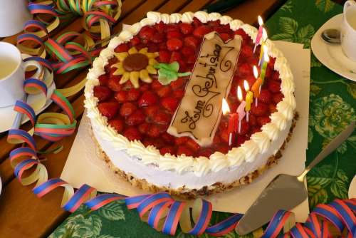 Birthday Table Birthday Cake Strawberry Pie Birthday