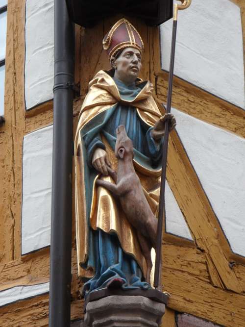 Bishop Statue Holy Sculpture Gold Golden