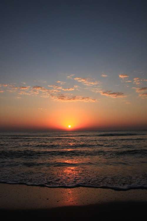 Black Dark Landscape Morning Orange Red Sea Sun