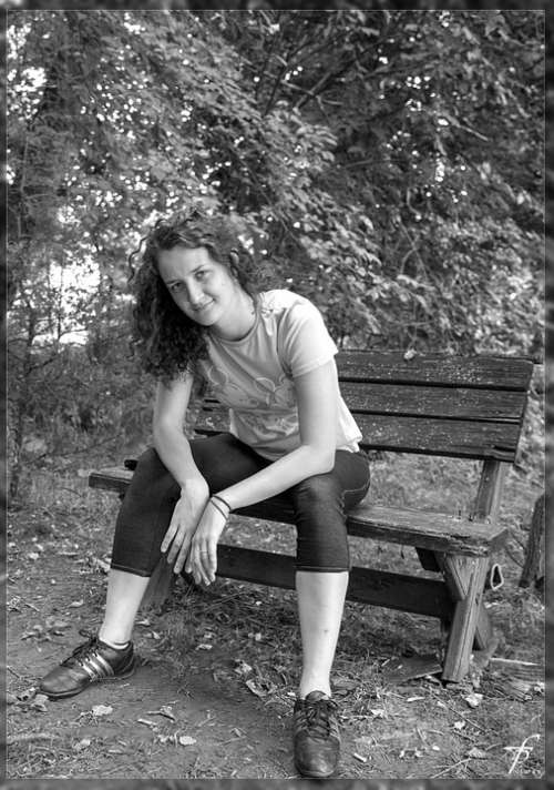 Black White Bench Female Woman Beautiful Park