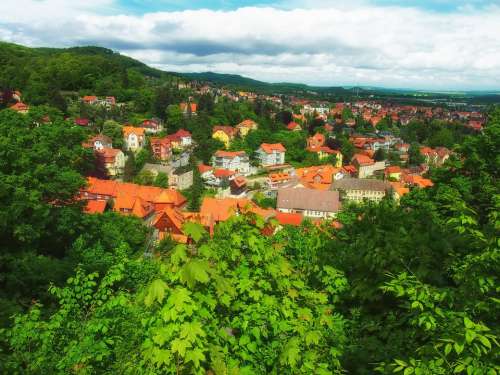 Blankenburg Germany Village Town Rooftops