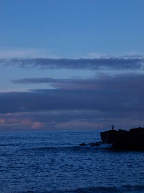 Blue Sea Tenerife Angler Landscape Evening