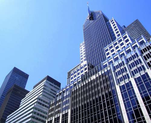 Blue New York City Buildings Manhattan Architecture