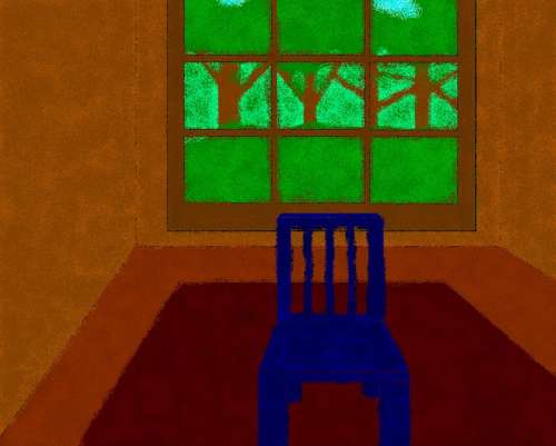 Blue Chair Empty Room Painting Teddy Window