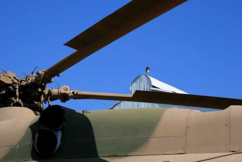 Blue Sky Roof Of Helicopter Blades Of Helicopter