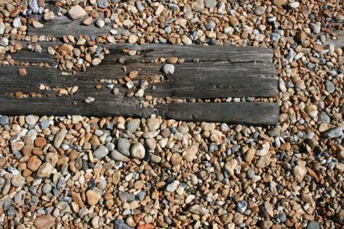 Board Beach Pebble Roller Old Board Wood