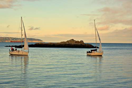 Boats Yachts Evening Sailing Relaxation Season