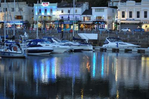 Boats Harbour Evening Reflection Torquay Torbay