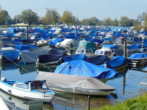 Boats Port Lake Constance Covered