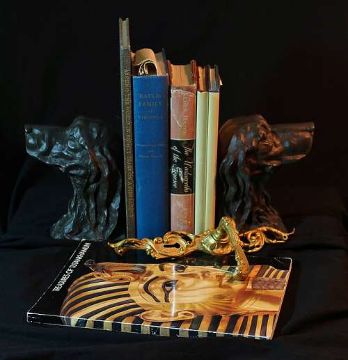 Bookends Bronze Dogs Old Books Door Latch Gilt