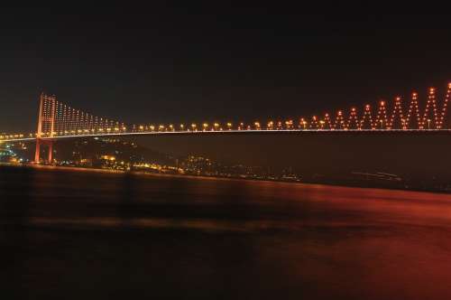 Bosphorus Bridge Bridge Night Lights City