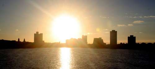 Boston Sun City Horizon Silhouette Landscape