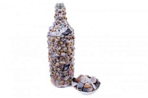 Bottle Seashells Shells Glass Art Sea Decoration