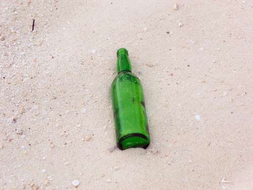 Bottle Sand Beach Empty Green Drink Beach Party
