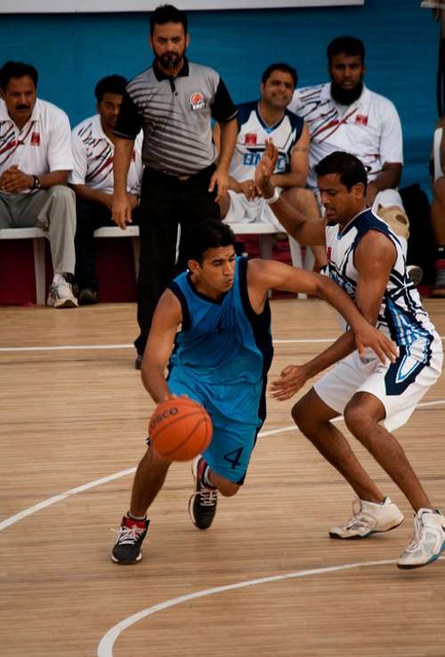 Bouncing Basketball Action Players Game Play Ball