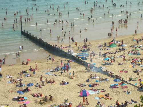 Bournemouth Beach Tourists Summer Dorset England