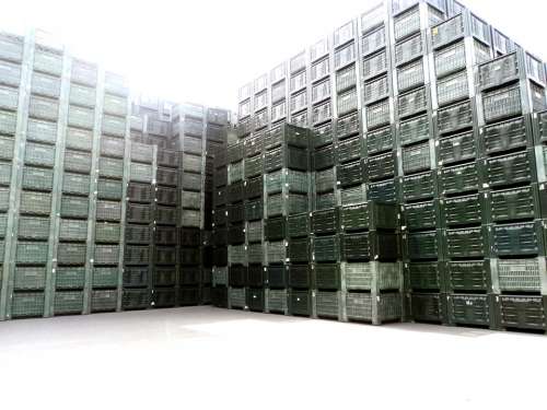 Box Plastic Stack Industry Build Wall Green