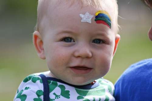 Boy Little Boy Portrait Face Baby Rainbow Sweet