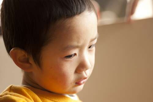 Boy Thinking Infant Child Asian Vietnamese