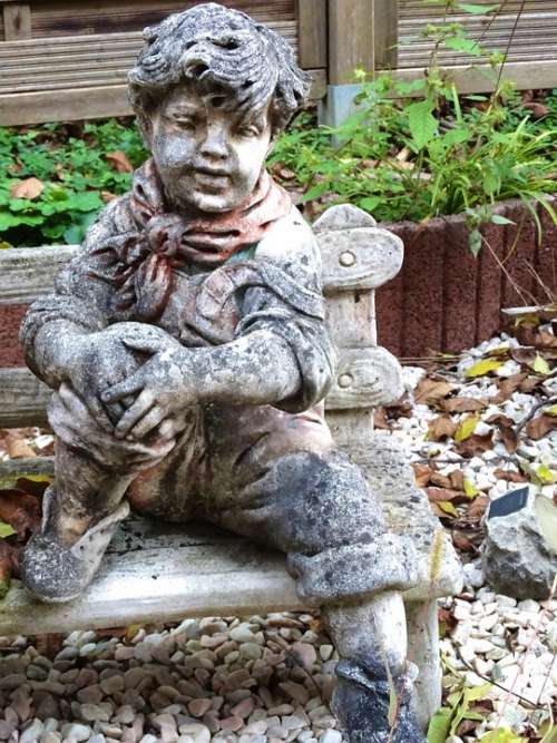 Boy Statue Sculpture Stone Figure Garden