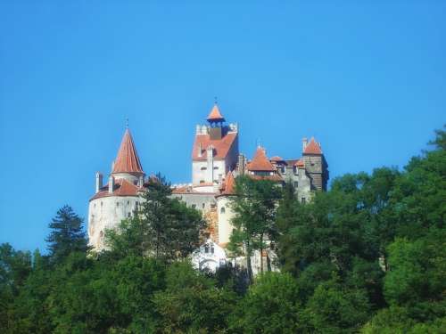 Bran Castle Romania Trees Sky Landmark Historic