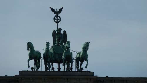 Brandenburg Goal Berlin Quadriga Close Up Landmark