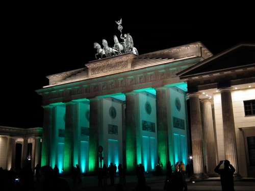 Brandenburg Gate Berlin City Night Germany Capital