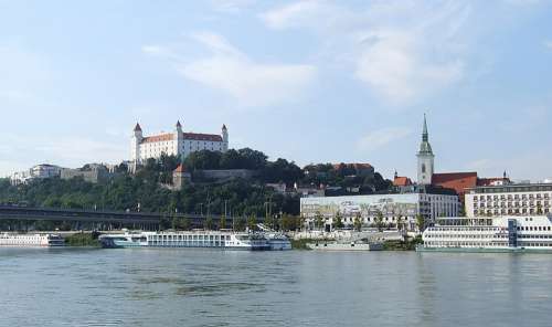 Bratislava The Danube Castle View River Old