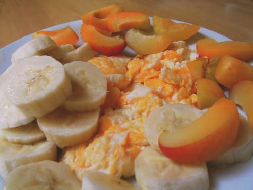 Breakfast Banana Eggs Nectarine Food Diet Tasty