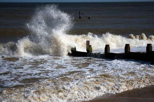 Breakwater North Sea Waves Breakers Shore Beach