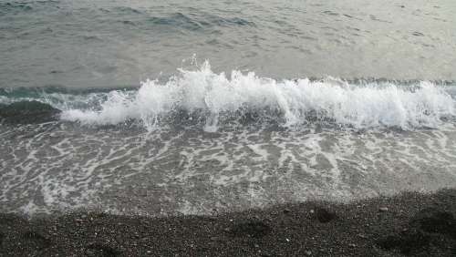 Breeze Beach Sea Water Bubbles Tiny Waves Pebbles