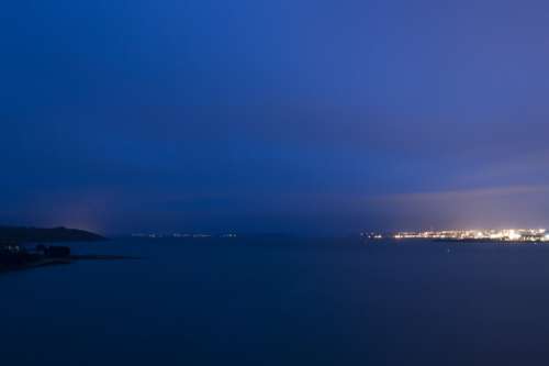 Brest Bay Of Brest Night Light Sky Brittany Sea