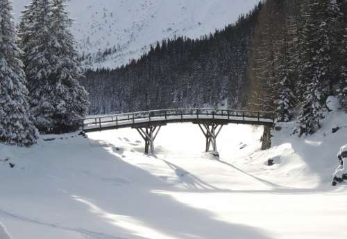 Bridge Winter Snow Architecture River Water Lake