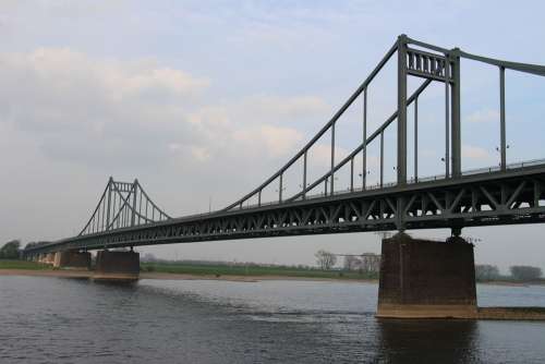 Bridge Rhine Water Uerdingen River Shipping