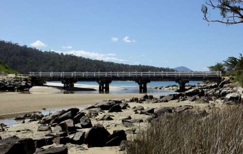 Bridge Sand Water Beach Scenic Nature Landscape