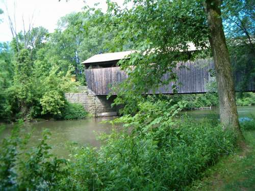 Bridge Wooden Historic Historical Rustic River