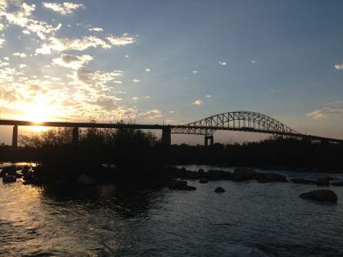 Bridge River Travel Landmark Twilight Sunset