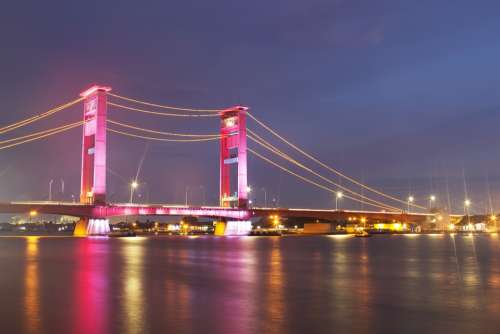 Bridge Indonesia Palembang Musi River Sumatra