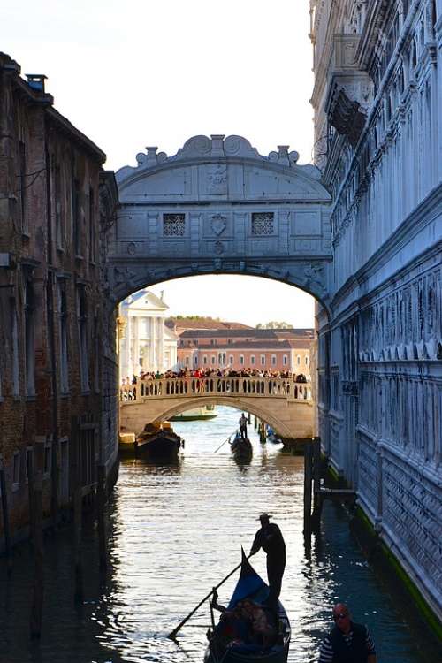 Bridge Of Sighs Venice Italy Gondola