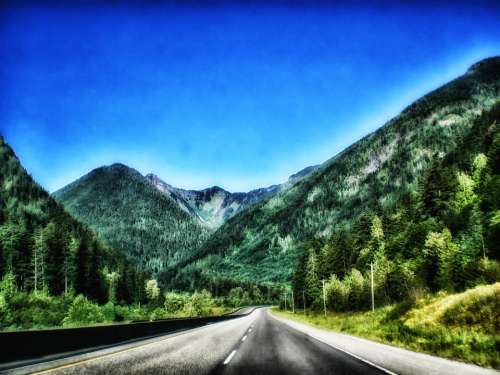 British Columbia Landscape Scenic Mountains Road