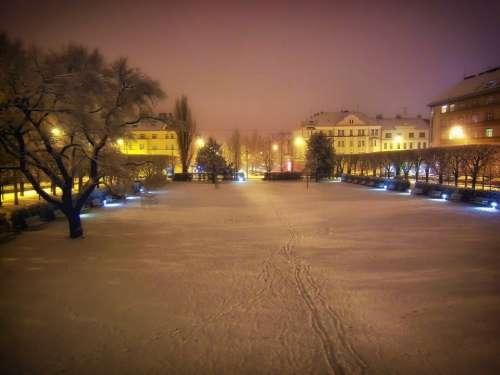 Brno Park Czech Republic Scenic Winter Snow Ice