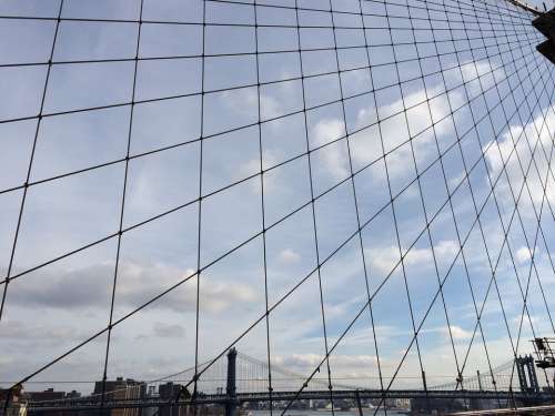 Brooklyn Bridge View Tiles Angle Architecture