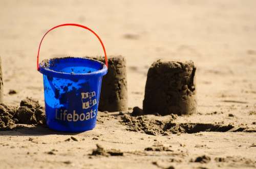 Bucket Blue Sand Cake Children Game Sea Joy