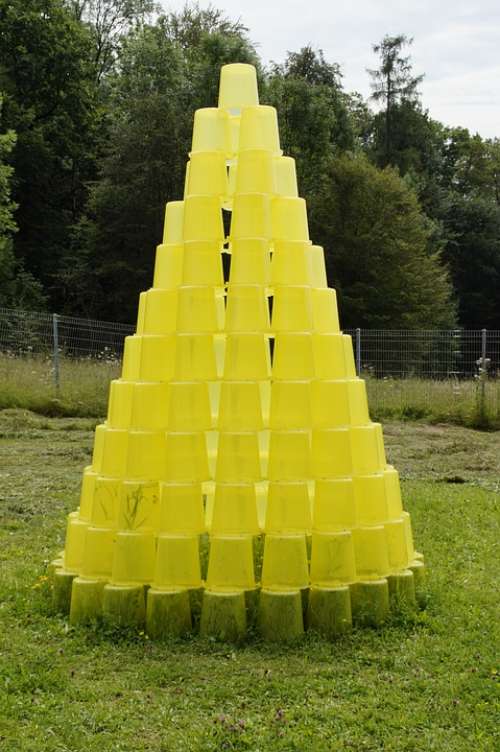 Bucket Stacked Yellow Green Yellow Green Artwork