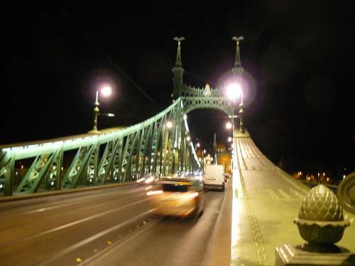 Budapest Bridge Chain Bridge Hungary Danube Lights